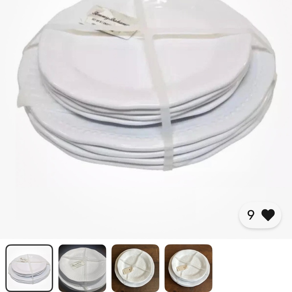 Tommy Bahama Set of 100% Melamine Lightweight Durable Dinner & Salad Plates